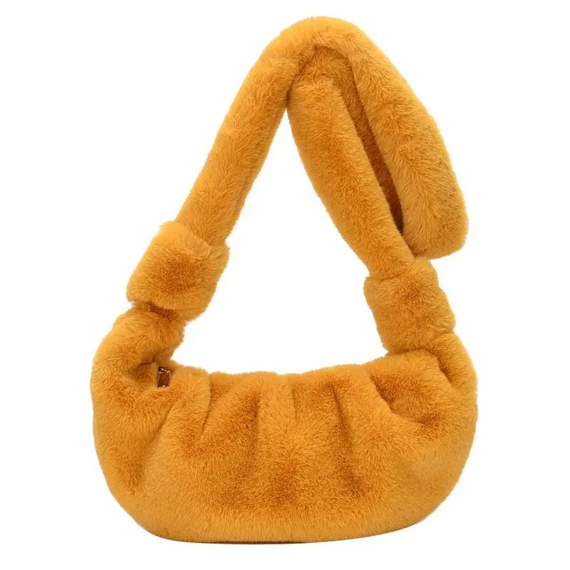 

Ins Handbag Fashion Faux Fur Winter Bags Women Shoulder Crossbody Bag Ladies Plush Half-moon Bags Designers Bolsa Feminina Sac
