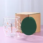 Кошачья чашка с когтямилапами, кофейная кружка из двойного стекла, мультяшная чашка с милым котом для молока и сока, чашка для дома, офиса, кафе, лучший подарок для фестиваля
