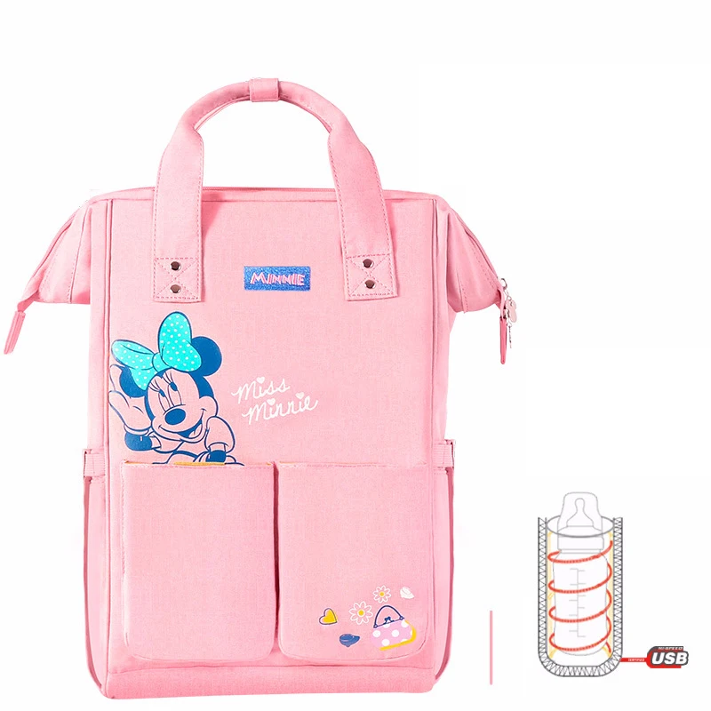 Disney Minnie Mummy сумка для беременных, брендовый usb-обогреватель, Большая вместительная детская сумка, рюкзак для путешествий, сумка для ухода за ребенком - Цвет: 108