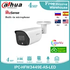IP-камера Dahua 4MP IPC-HFW3449E-AS-LED WizSense, полноцветная H265 + POE, встроенный микрофон, CCTV, наружная мини-видеокамера