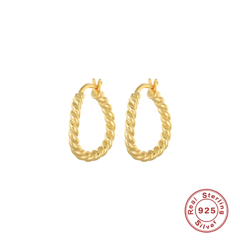 

KOJ Personalized 925 Sterling Silver Small Geometric Twisted Circle Hoop Earrings Huggie Earrings for Women Jewelry Pendientes