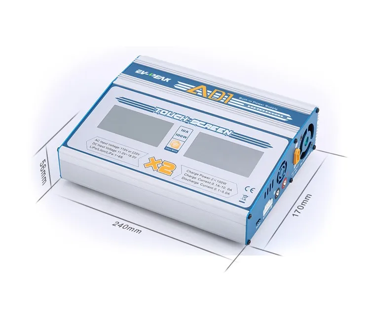 EV PEAK AD1 100Wx2 10A двойной сенсорный экран RC Lipo батарея баланс зарядное устройство Dis