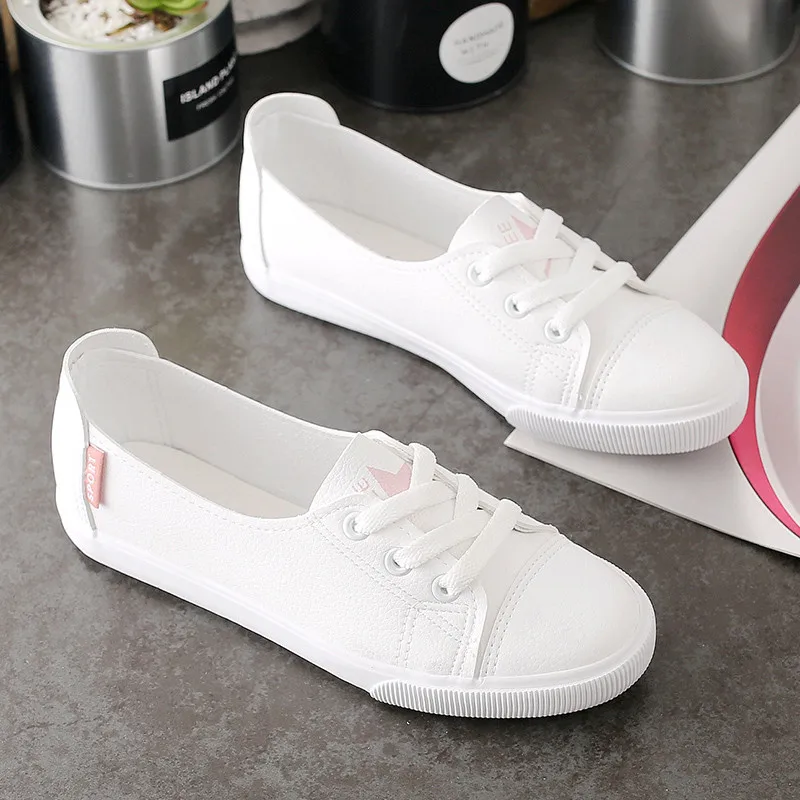 

Fashion Shoes Women's Vulcanize Shoes Spring Casual Classic Solid Color PU Leather Shoes Women Casual White Shoes Sneakers N3-40