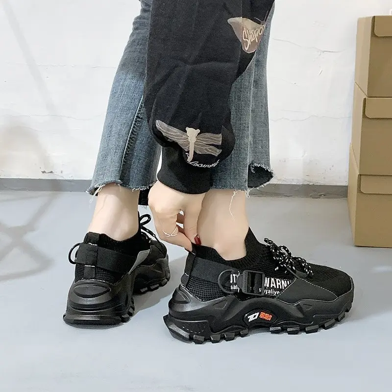 

Socks Shoes Women 2021 Spring New Korean Elastic Platform Shoes Sports Fashion Hip-hop Trendy Shoes Woman Vulcanize Shoes