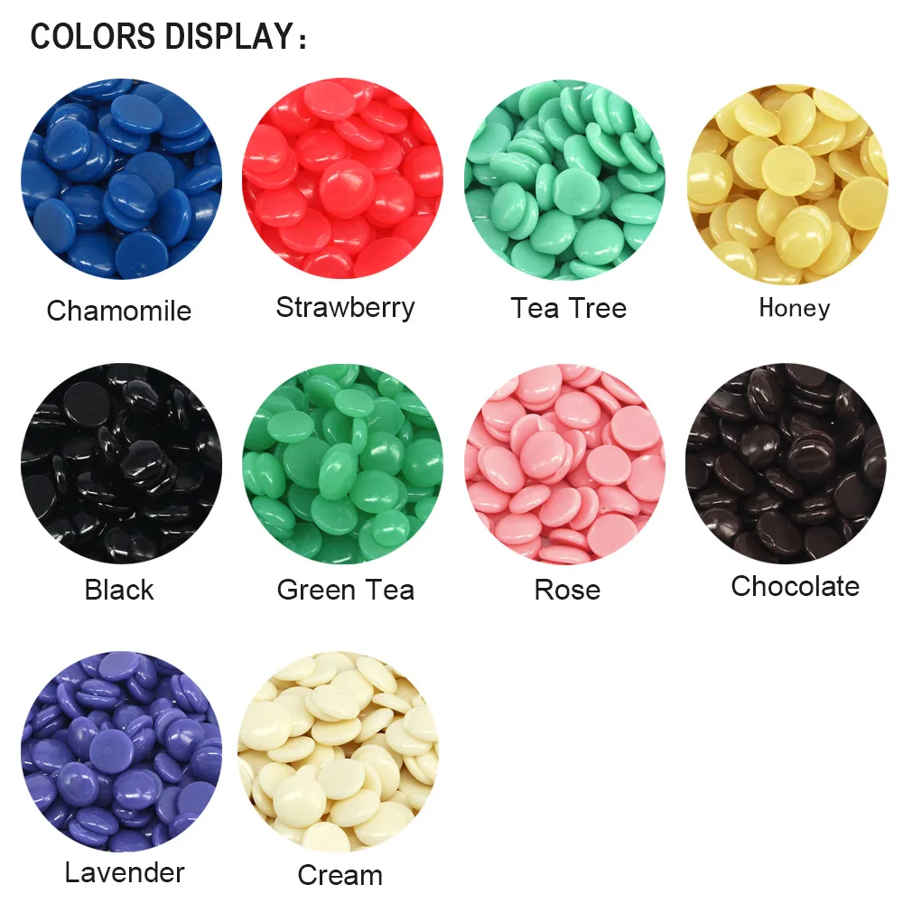 

Pandahall 100g/pack No Strip Depilatory Hot Film Hard Wax Pellet Waxing Bikini Hair Removal Bean 10 Colors For Women