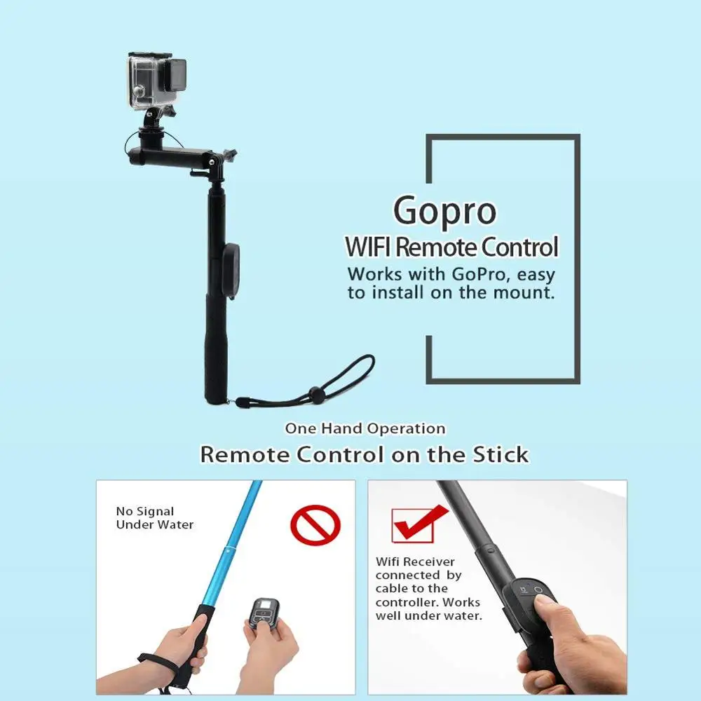 Скидка Tayogo Водонепроницаемая рукоятка подводная селфи палка для Gopro Дайвинг камера с Wi-Fi пульт дистанционного управления водостойкое использован...