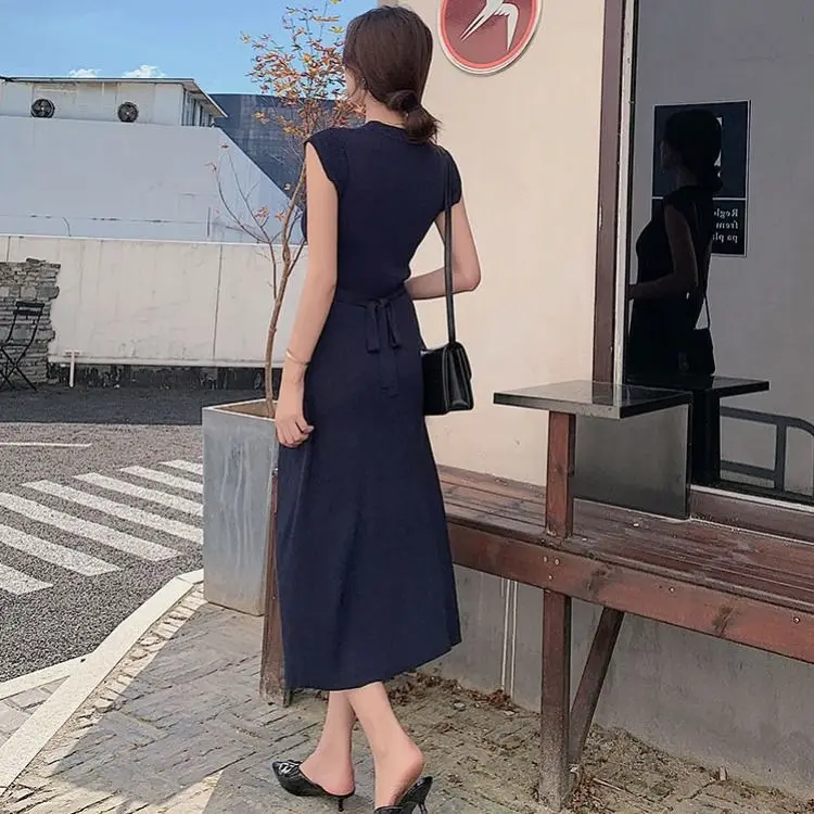 

2021 New Women Summer Sleeveless Knit Maix Dress Female Loose Casual Basic Camis Tank Long Strapless Dress Vestidos