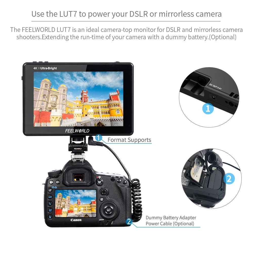 FEELWORLD LUT7 7 дюймовый 3D LUT 2200 нит цифровой зеркальной камеры с сенсорным экраном