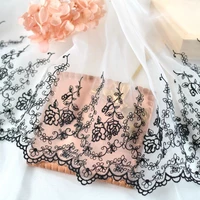 white mesh embroidery black petal lace fabric diy clothing skirt dress cheongsam home textile tent sewing decoration accessories