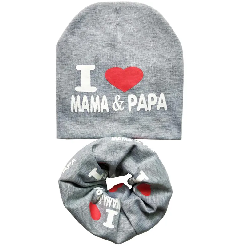

Outdoor Children Cotton Cap Scarf Autumn Winter Girls Hat Boys Hip Hop Cap Kids Hat with Print Warm Beanie Cap Scarf
