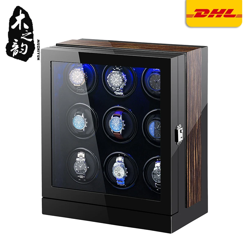 Автоматическая коробка для намотки часов 9 ячеек механический дисплей