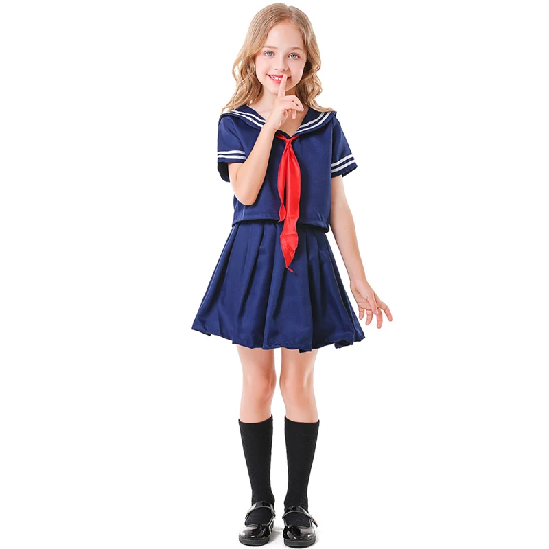 Девушка Пурим костюм моряка для мальчиков военно-морской милая плиссированная