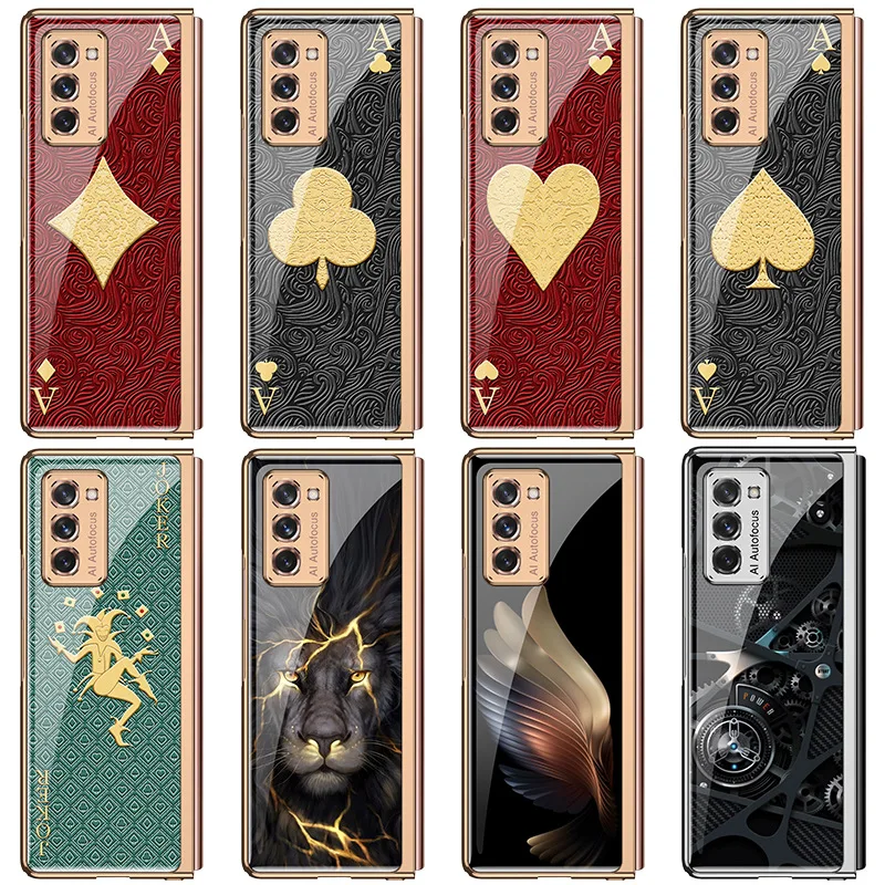 

Poker Patterned Plating Glass Case for Samsung Galaxy Z Fold 2 5G Cover Luxury Full Protection Case for Galaxy Z Fold 2