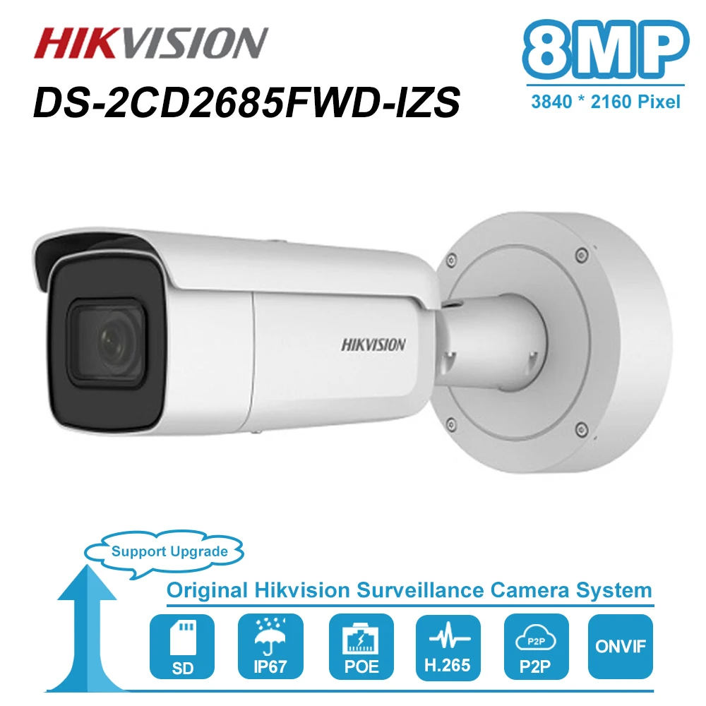 Hikvision 8MP пуля ip камера PoE Onvif для дома/улицы защищенная от атмосферных воздействий