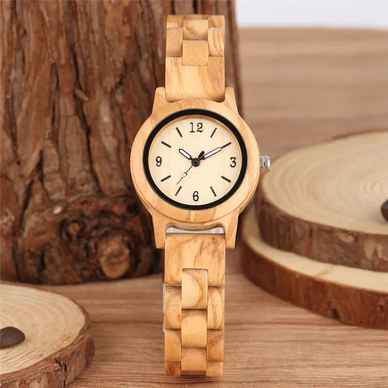 

Retro Wood Arabic Number Dial Women Watches Luminous Pointers Quartz Analog Clock Adjustable Strap Watch Fashion Delicate Bangle