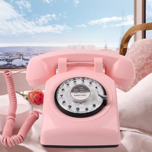rotary dial phones retro telephone from the 1980s retro wired landline for home office pink european landline free global shipping