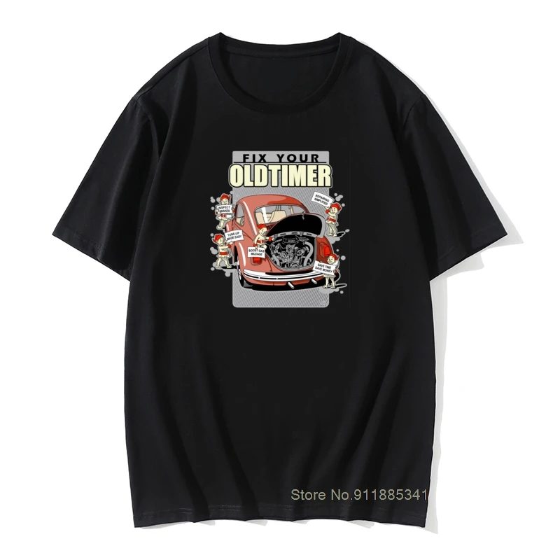 

Fix Your Oldtimer Car Men Rockabilly Shirts Funny Design Cartoon Buddy Team T Shirts Summer Full Boys Tops & Tees Tops Tees