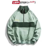 lappster youth harajuku patchwork turtleneck hoodies 2021 pullover mens color block korean fleece sweatshirts streetwear clothes