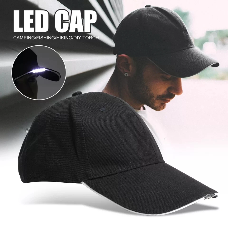 

5 LED Headlamp Cap Battery Powered Fishing Camouflage Hat Light Bright Head Lamp Lantern Camping Cycling Baseball Cap