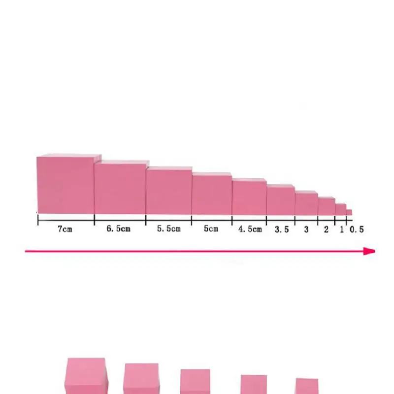 Деревянная розовая башня Монтессори игрушки для математики сплошной куб