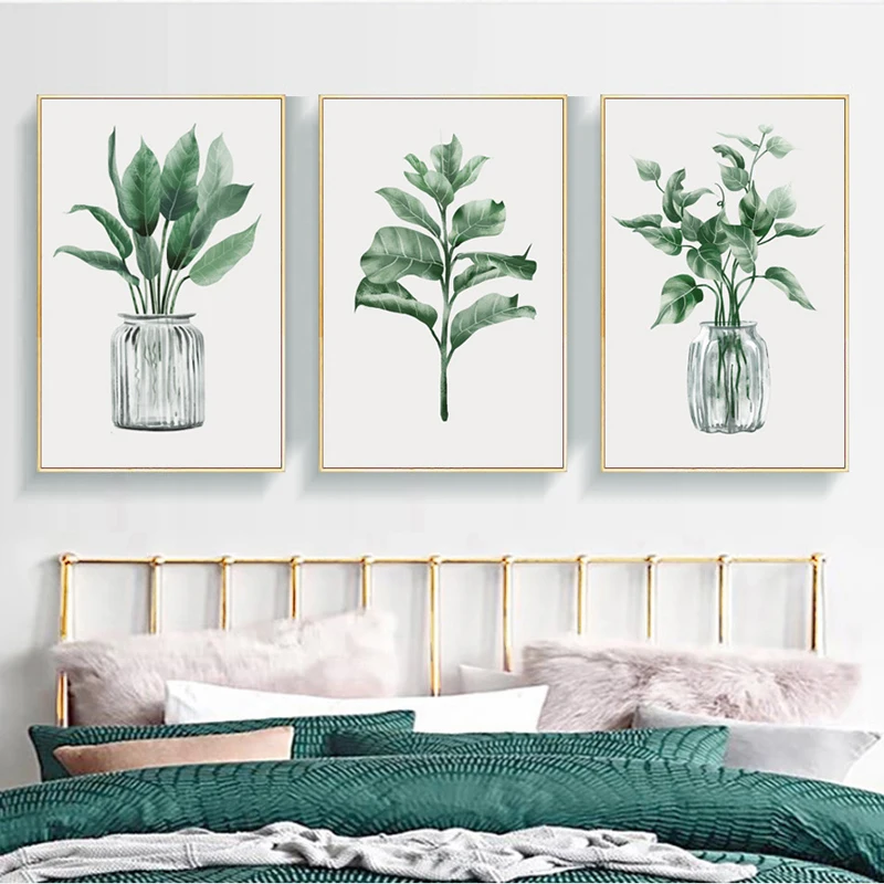 

Green Plant Leaves Canvas Poster Wall Art Painting Nordic Posters and Prints Wall Pictures for Living room Modern Home Decor