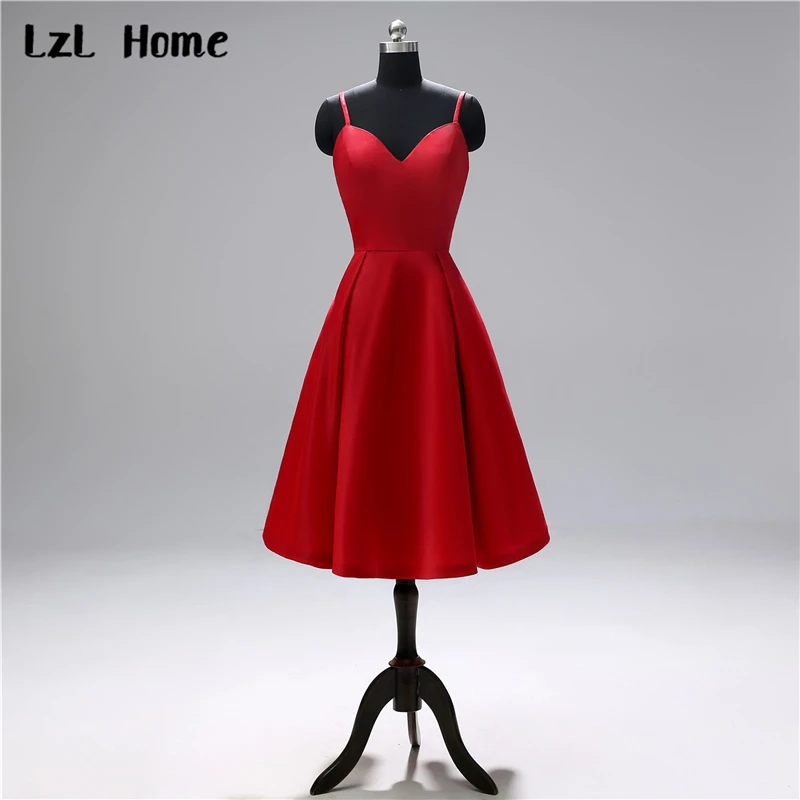 Женское короткое вечернее платье LzL красное коктейльное с лямкой на шее бальное