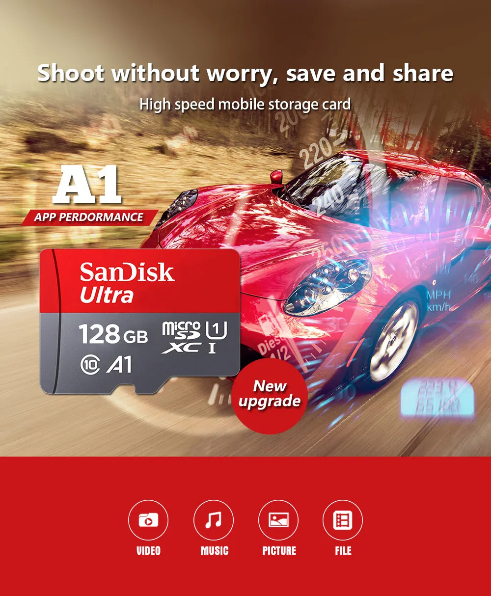 Двойной Флеш-накопитель SanDisk micro sd 128 Гб 64 ГБ 32 ГБ оперативной памяти, 16 Гб встроенной памяти, 98 МБ/с. TF usb флэш-карта памяти, мicro sd 8 ГБ/48 МБ/с. class10 продукт