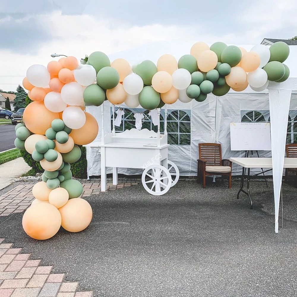 

91pcs/Set Retro Green Apricot Balloons Garland Arch Bean Green Skin Balloon Wedding Decor Birthday Kids Party Decoration Globos