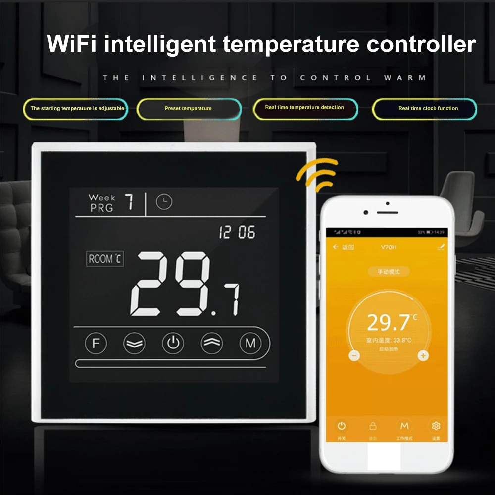 

90-240V WiFi Smart Thermostat Electric Floor Heating Temperature Home Temperature Remote Controller Work with Tuya Alexa
