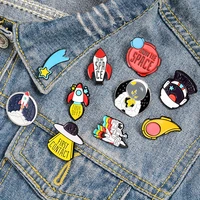 cute cartoon spaceman astronaut rocket brooch enamel pins metal broches for men women badge pines metalicos brosche accessories