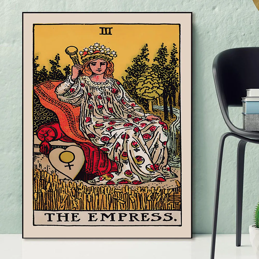 Настенная картина Таро в стиле ретро холст с рисунком мечи Импресса Hermit печать