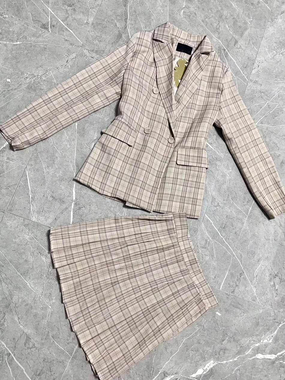 2019 Новый Модный женский клетчатый комплект сексуальная куртка с длинными