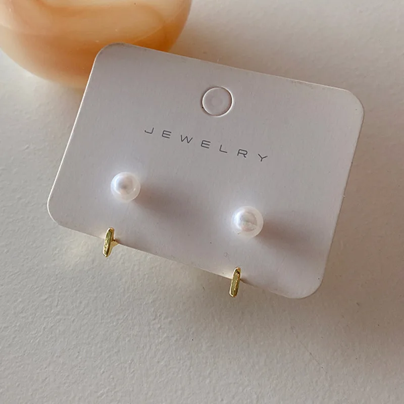 

Korea New Simple Compact Before And After Wearing Pearls Stud Earrings Gold Silver Color Metal Dating Wedding Aesthetic Jewelery