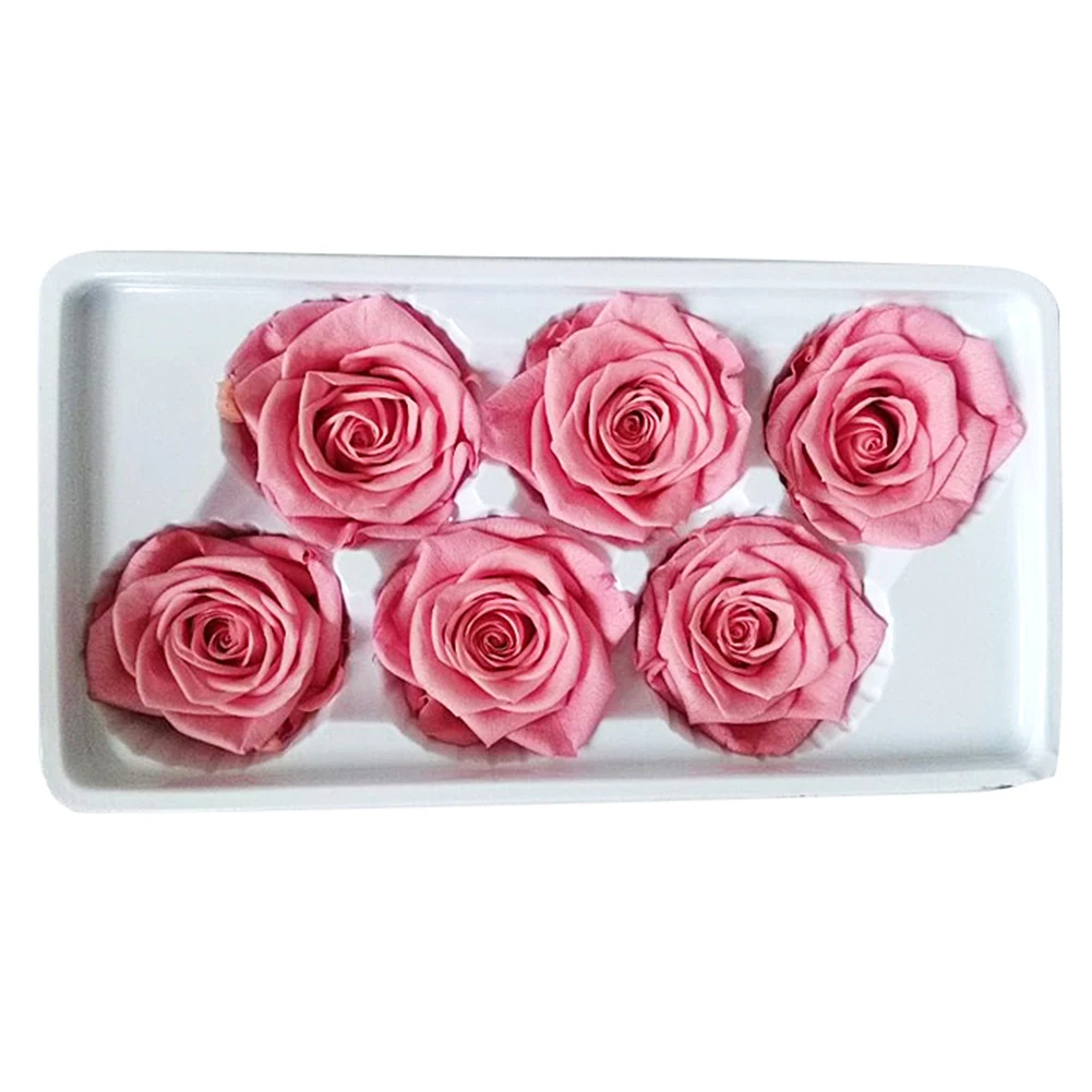 6PCs/Box Preserved Fresh Rose Flower Heads Class B 5-6CM Roses Dried Handmade DIY Eternal Arrangement |