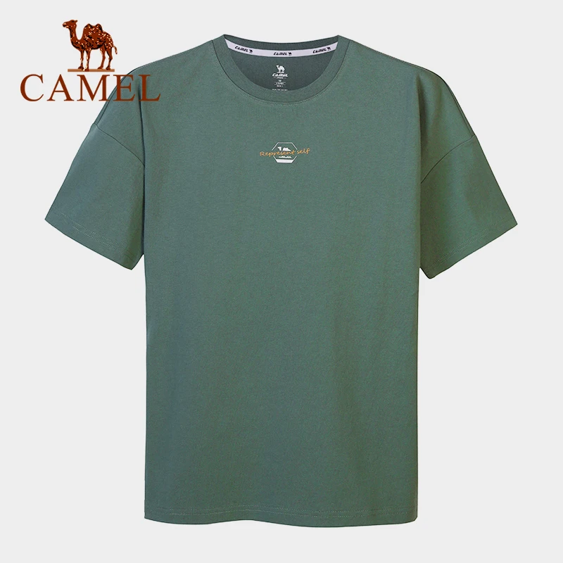 Футболка CAMEL Мужская/женская из хлопка с коротким рукавом Повседневная Мягкая