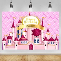 princess castle backdrop pink headboard girl happy birthday party photographic backgrounds photocall photo studio prop