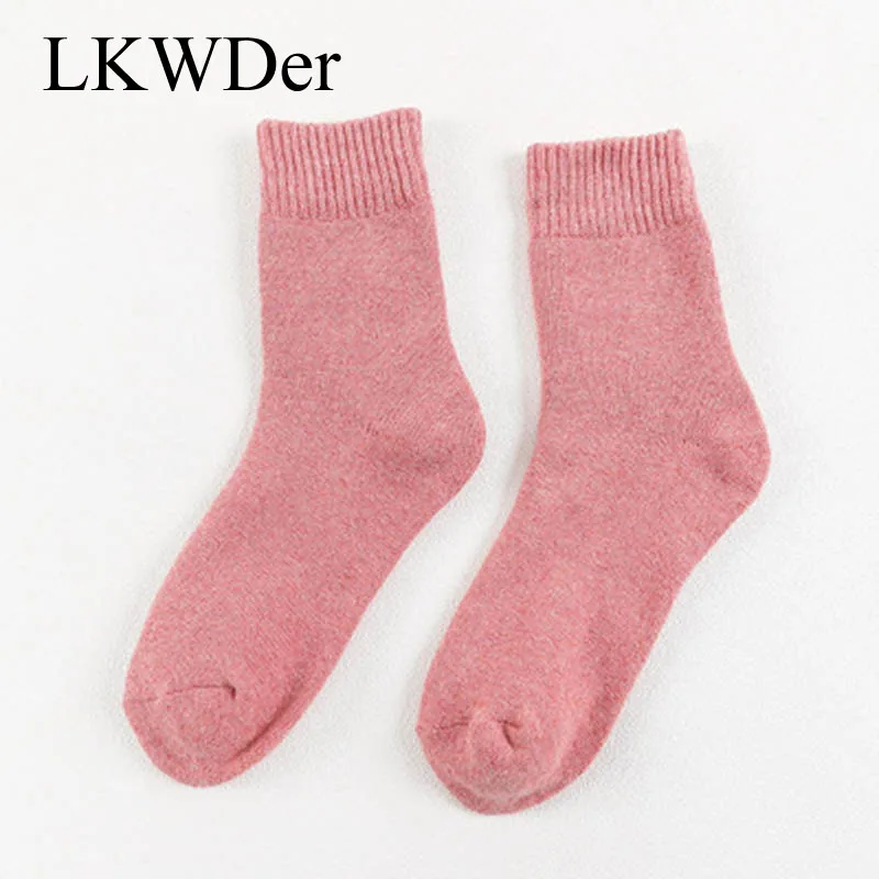 LKWDer 3 Pairs Winter Warm Socks For Women Solid Color Thick Wool Rabbit Hair Socks Snow Against Cold Warm Cotton Sock Sox Meias