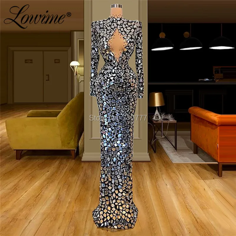 Elegant Crystals Evening Dress Dubai Cut-out Beaded Party Gown 2020 Saudi Arabia Kaftans Turkish Prom Dresses Long Mermaid Dress