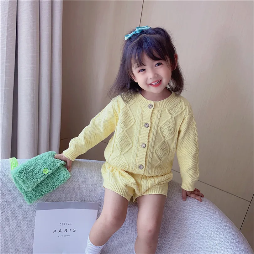 Одежда для маленьких девочек вязаная детская одежда Осенний Детский кардиган