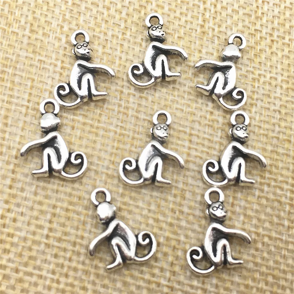 

10Pcs 13*16mm Antique Silver Monkey Pendant Zinc Metal Jewelry Bracelet Connector Diy Handmade Making