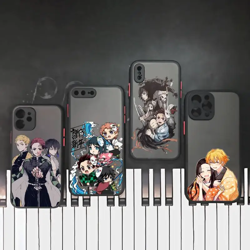 

Kimetsu No Yaiba Phone Case matte transparent For iphone 7 8 11 12 plus mini x xs xr pro max cover