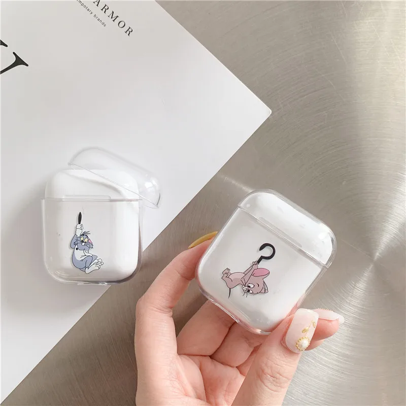 Милые, прозрачные чехлы для AirPods с забавным рисунком, беспроводные наушники, аксессуары для Apple Airpods, Жесткий Чехол для зарядки, сумки