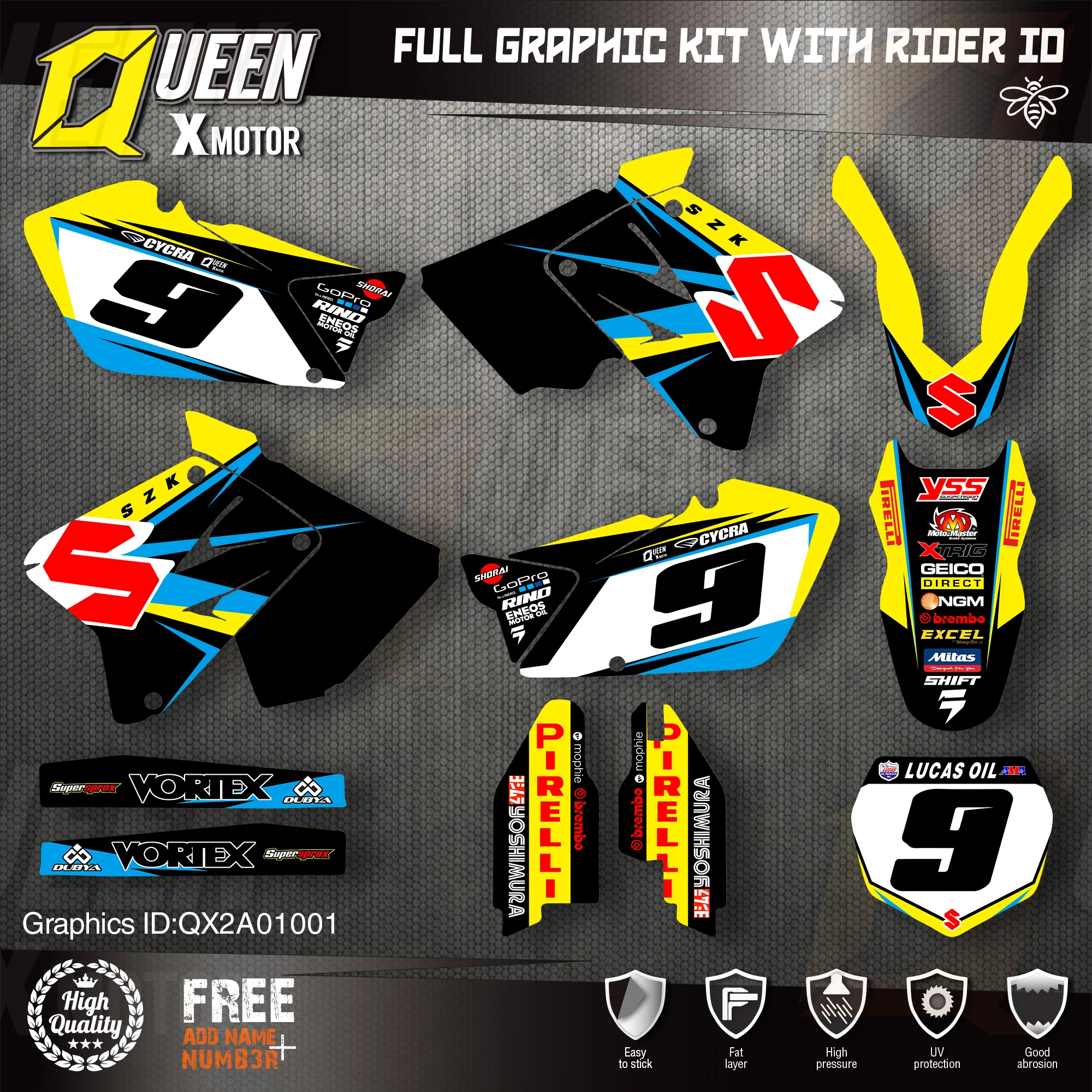 

Queen X MOTOR Custom Team графические наклейки, Набор наклеек для SUZUKI Decal 2001-2012 RM125 250 001