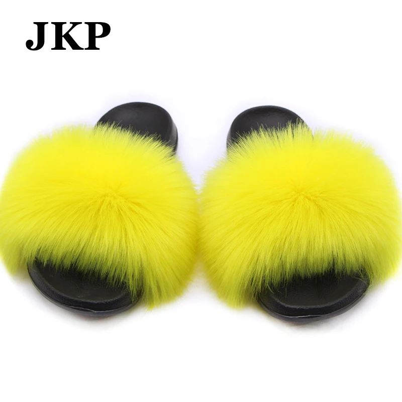 Шлепанцы женские из искусственного меха Нескользящие сандалии на плоской