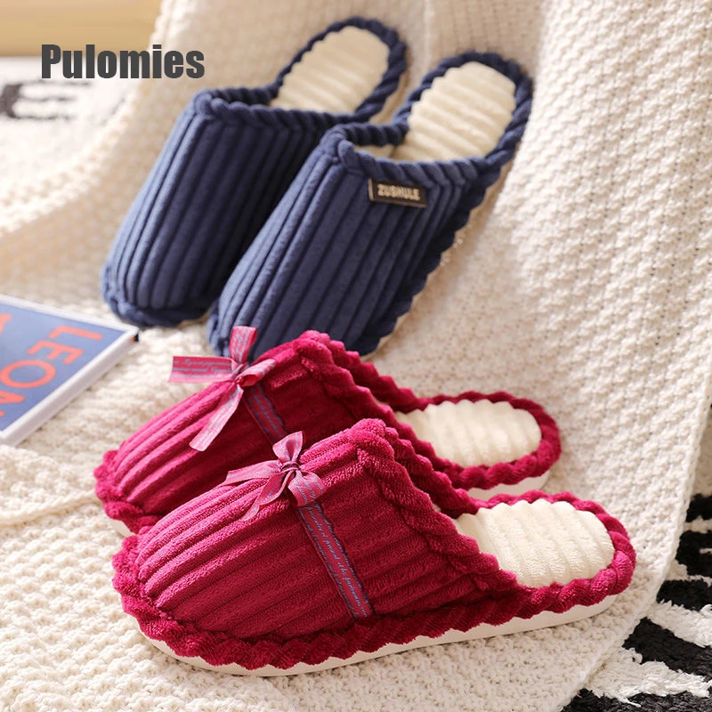 

Winter Men Warm Slipper Indoor Short Plush Flip Flop Cute Non-Slip Couple House Floor Slippers Female Home Bedroom For Women