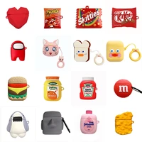 for airpods 2 case cute cartoon red heart fries chocolate candy duck toast soft silicone earphone cover for apple airpods case