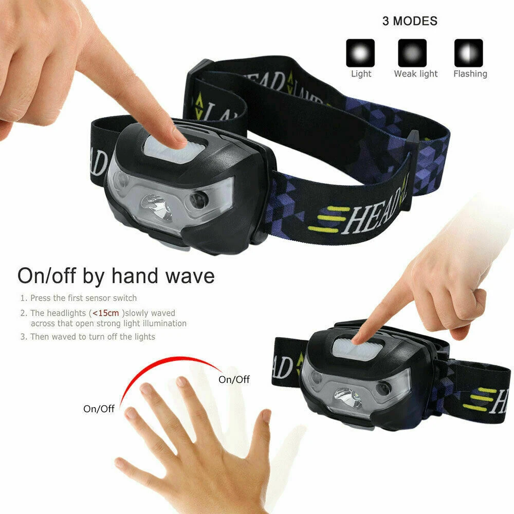 Перезаряжаемые движения тела Сенсор головной светильник мощный супер яркий