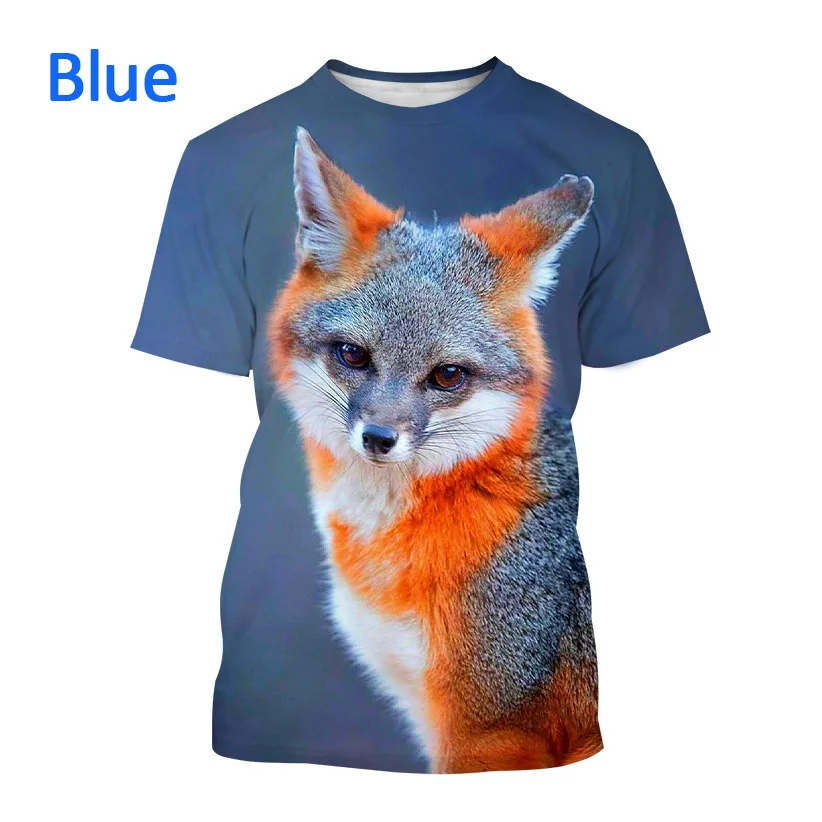 New Fox T-shirt 3d Animal Print Clothes Funny Men's and Women's Couple Clothes Loose Casual Short Sleeves images - 6