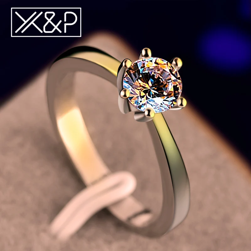 silver X& P, модные классические обручальные кольца с 6 когтями AAA, белым кубическим цирконием для женщин, женские Свадебные обручальные кольца, женские кольца, ювелирные изделия - Цвет основного камня: silver