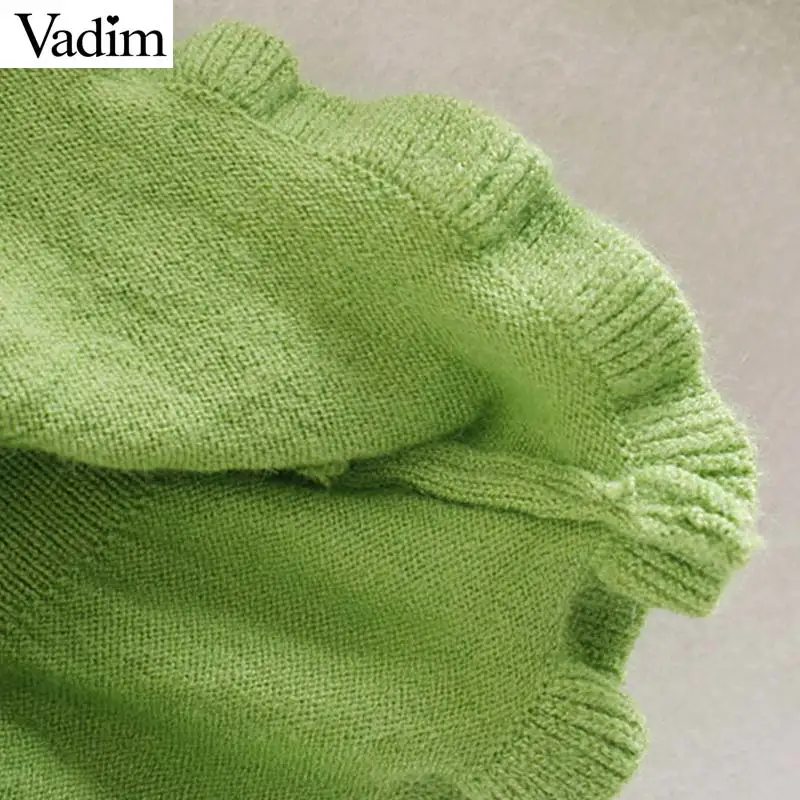 Женское элегантное платье vadim с оборками вязаный кардиган длинным рукавом и